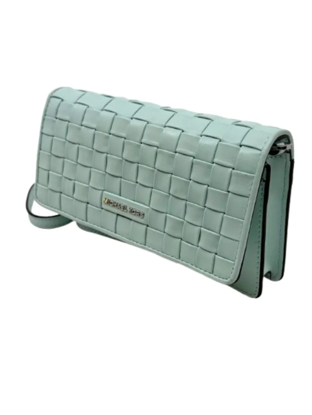 MICHAEL KORS~Jet Set Small Woven Leather Smartphone Convertible Crossbody Bag